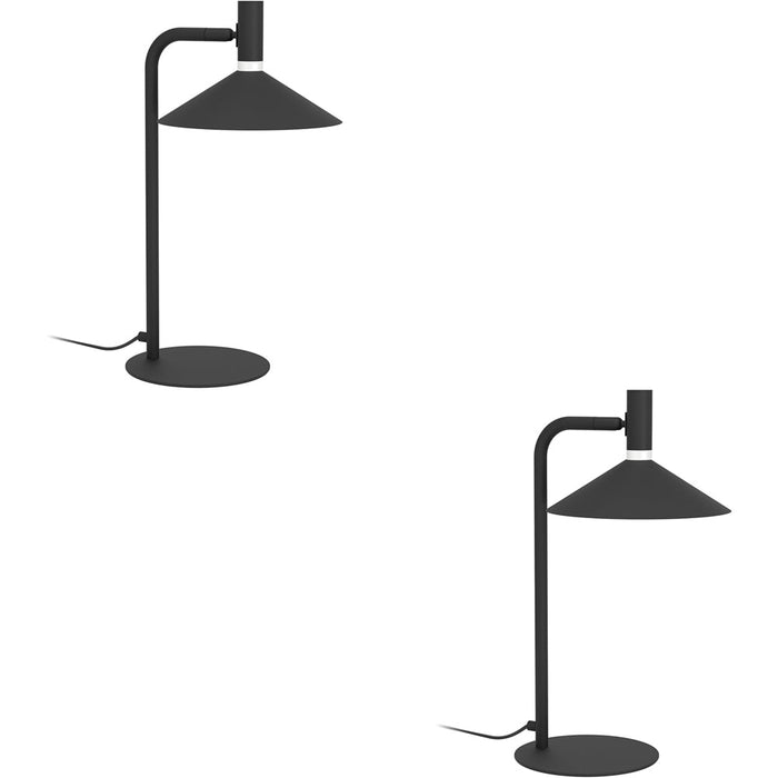 2 PACK Sleek Modern Black Table Lamp for Stylish Indoor Home Illumination