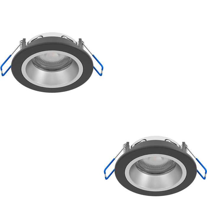 2 PACK Sleek Black and Silver Ceiling Spotlight for Modern Indoor Spaces