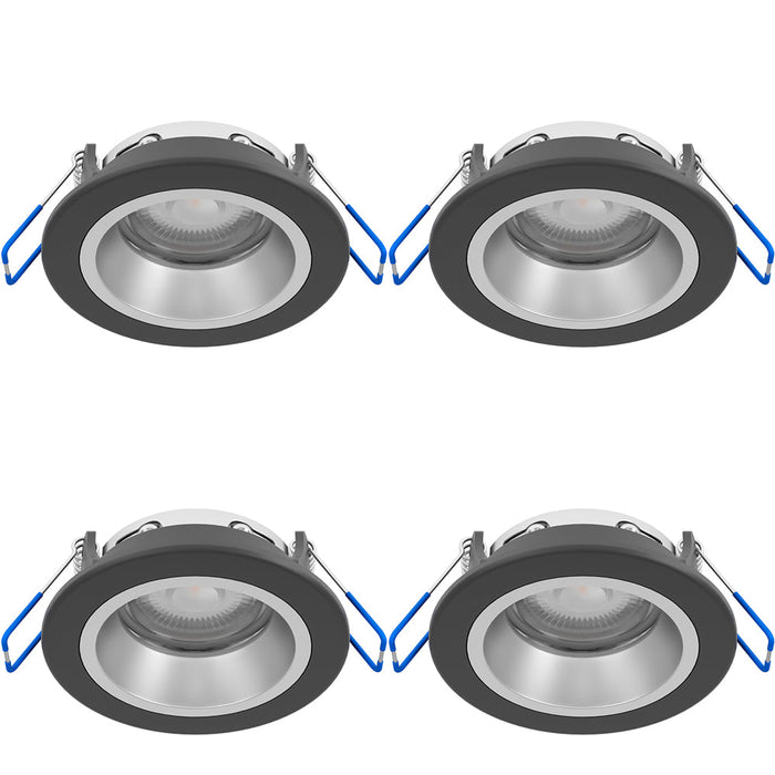 4 PACK Sleek Black and Silver Ceiling Spotlight for Modern Indoor Spaces