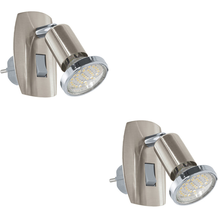 2 PACK Sleek Satin Nickel and Chrome LED Wall Light for Modern Indoor Spaces
