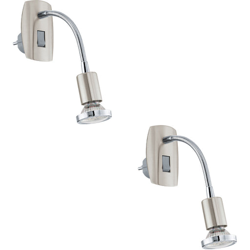 2 PACK Sleek Modern Satin Nickel and Chrome LED Wall Light for Indoor Space