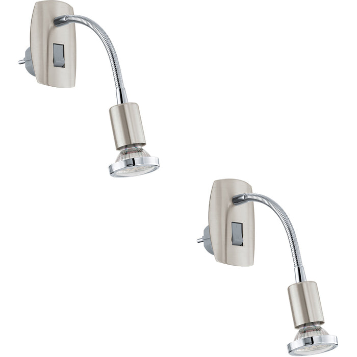 2 PACK Sleek Modern Satin Nickel and Chrome LED Wall Light for Indoor Space