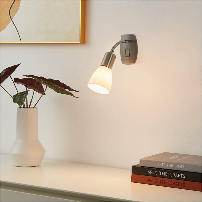 2 PACK Sleek Modern Satin Nickel and Chrome LED Wall Light for Indoor Spaces