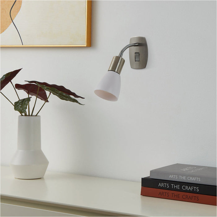 Sleek Modern Satin Nickel and Chrome LED Wall Light for Indoor Spaces