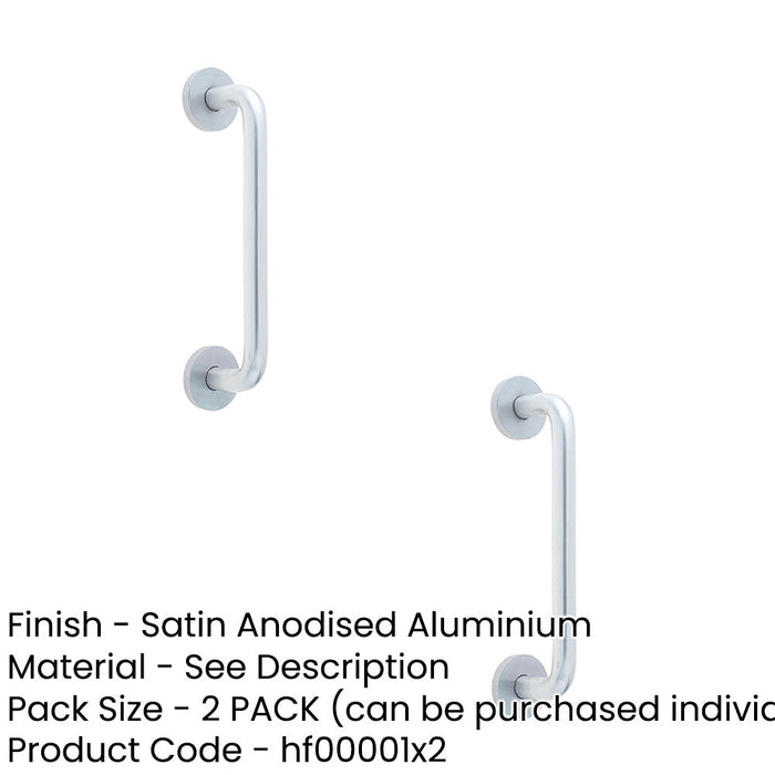 PACK Aluminium Shape Pull Handle with Rose Fixing Satin Anodised Finish 305x19mm Door Handle (1)-1