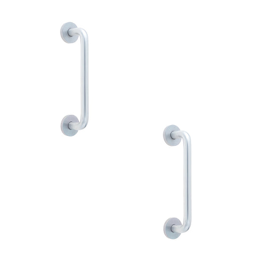 PACK Aluminium Shape Pull Handle with Rose Fixing Satin Anodised Finish 305x19mm Door Handle (1)