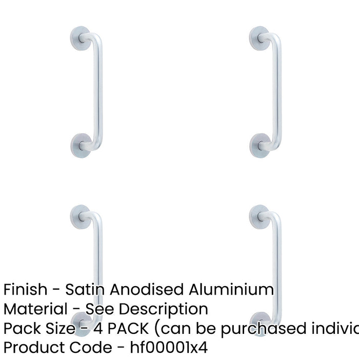 PACK Aluminium Shape Pull Handle with Rose Fixing Satin Anodised Finish 305x19mm Door Handle-1