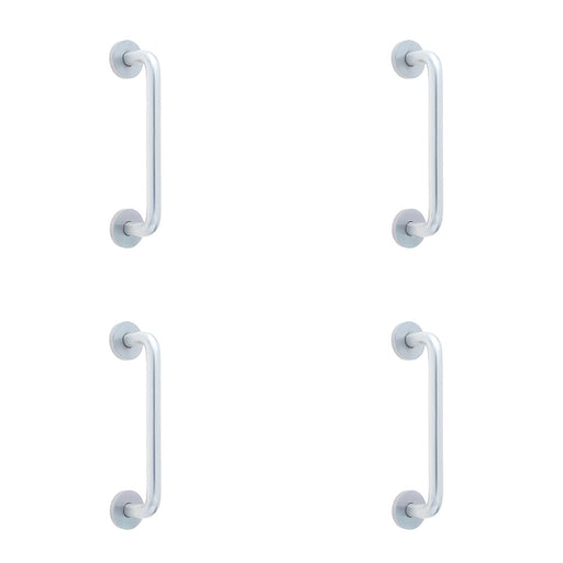 PACK Aluminium Shape Pull Handle with Rose Fixing Satin Anodised Finish 305x19mm Door Handle