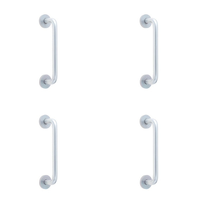 PACK Aluminium Shape Pull Handle with Rose Fixing Satin Anodised Finish 305x19mm Door Handle