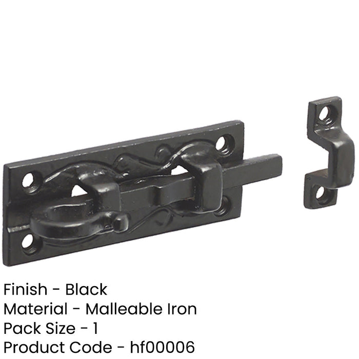 Antique Black Straight Bolts 100mm Classic Hardware Timeless Designs Door Bolt Lock-1