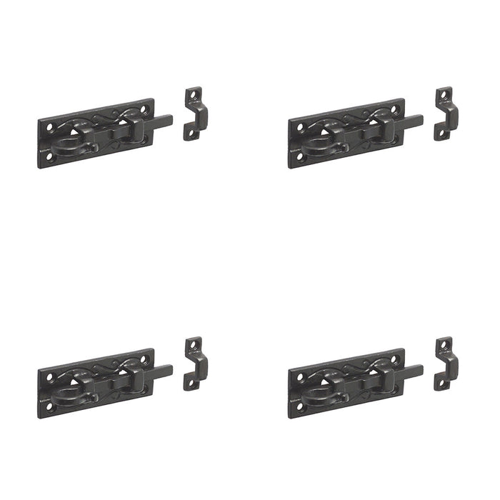 PACK Antique Black Straight Bolts 100mm Classic Hardware Timeless Designs Door Bolt Lock