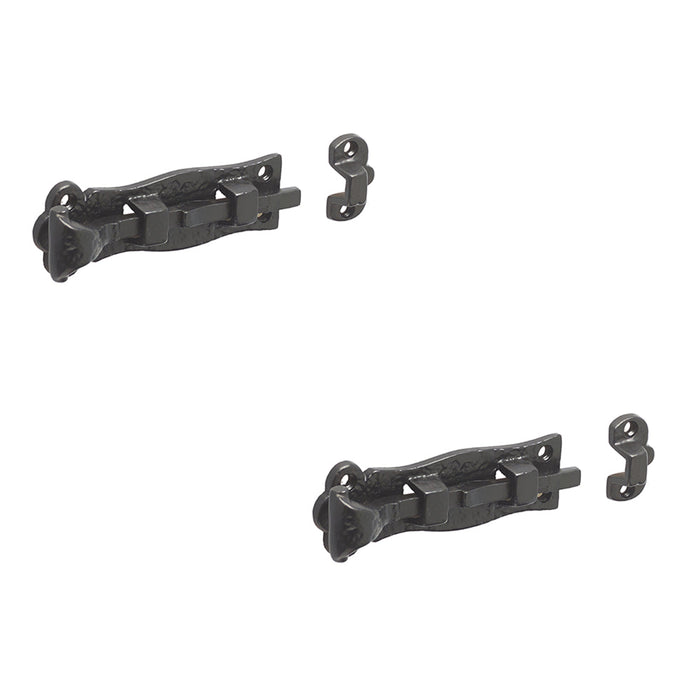 PACK Antique Straight Bolts 125mm Elegant Black Finish Home Decor Door Bolt Lock (1)