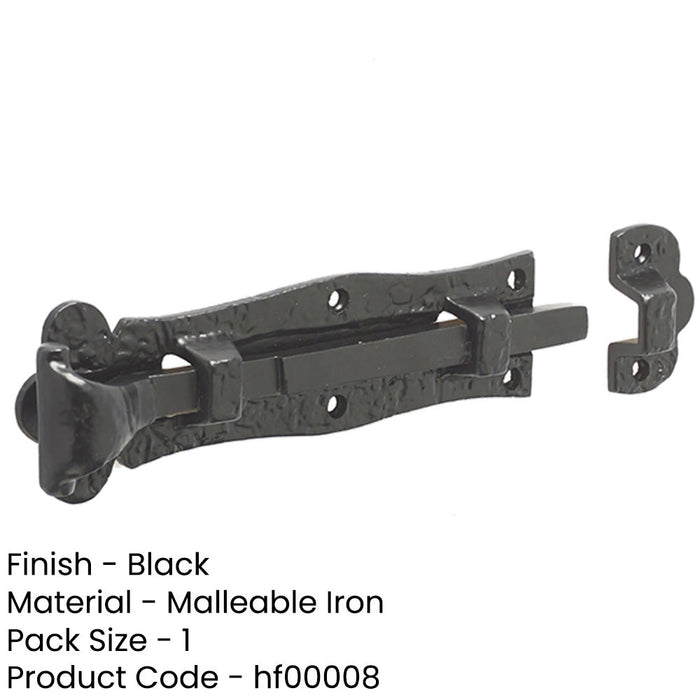 High-Quality Antique Straight Bolts 200mm Black Fasteners Superior Durability Door Bolt Lock-1