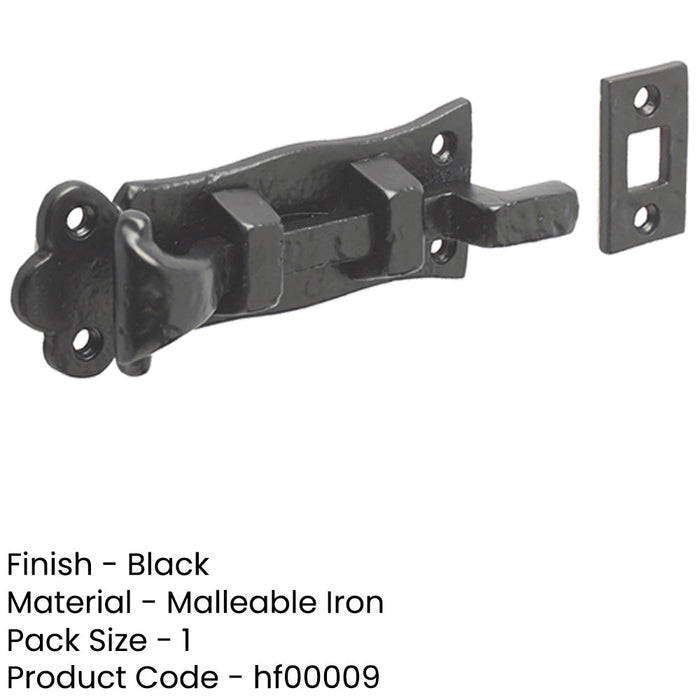 High-Quality Antique Necked Bolts 125mm Classic Black Finish Door Bolt Lock-1
