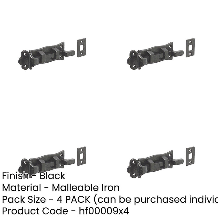 PACK High-Quality Antique Necked Bolts 125mm Classic Black Finish Door Bolt Lock-1