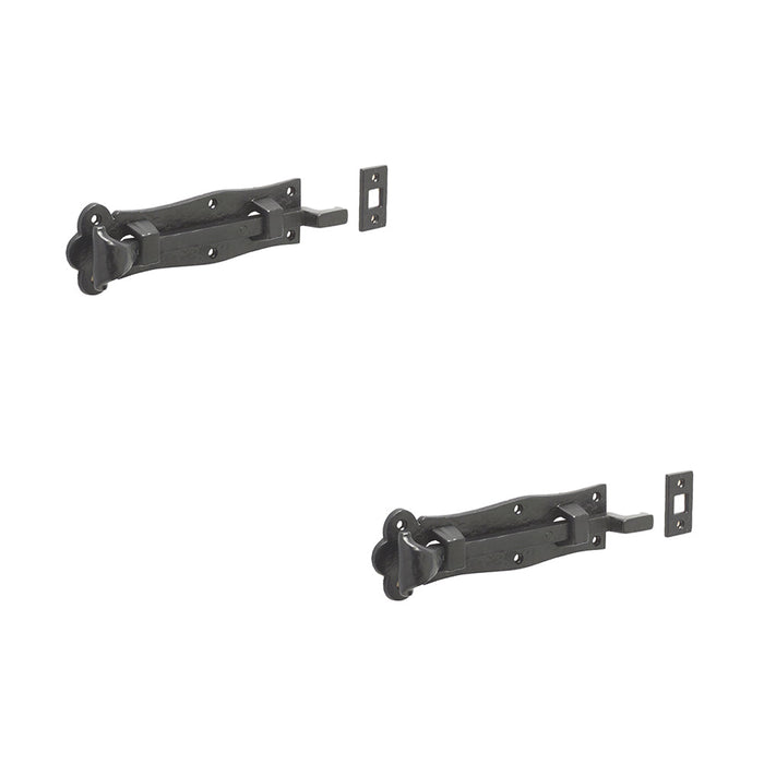 PACK Antique Black Necked Bolts 200mm Perfect Vintage Projects Door Bolt Lock (1)
