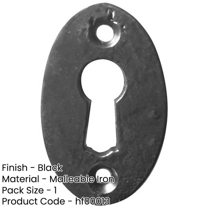 Vintage 50mm Black Oval Escutcheon Doors Cabinets Hole Cover-1