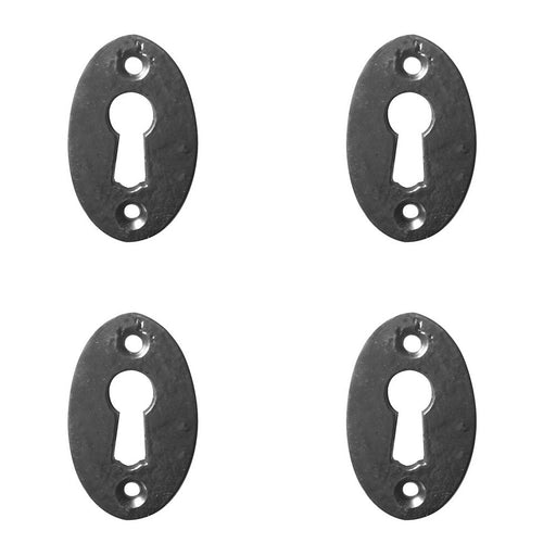 PACK Vintage 50mm Black Oval Escutcheon Doors Cabinets Hole Cover