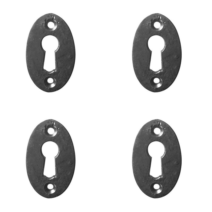 PACK Vintage 50mm Black Oval Escutcheon Doors Cabinets Hole Cover