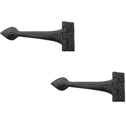 PACK Rustic Antique Gate Hinge 225mm Elegant Black Finish Traditional Gate Door Door Hinges (1)