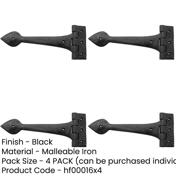 PACK Rustic Antique Gate Hinge 225mm Elegant Black Finish Traditional Gate Door Door Hinges-1