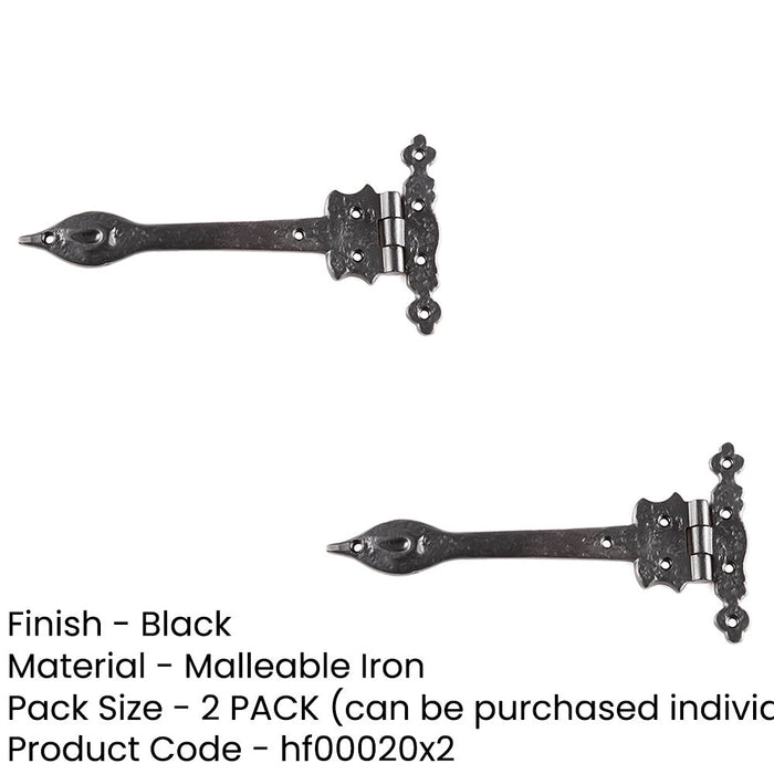 PACK Premium Antique Gate Hinge 230mm Elegant Black Finish Traditional Gate Door Door Hinges (1)-1