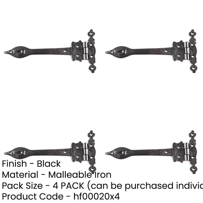 PACK Premium Antique Gate Hinge 230mm Elegant Black Finish Traditional Gate Door Door Hinges-1