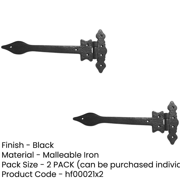 PACK Premium Antique Black Gate Hinge 300mm Classic Gates Traditional Gate Door Door Hinges (1)-1