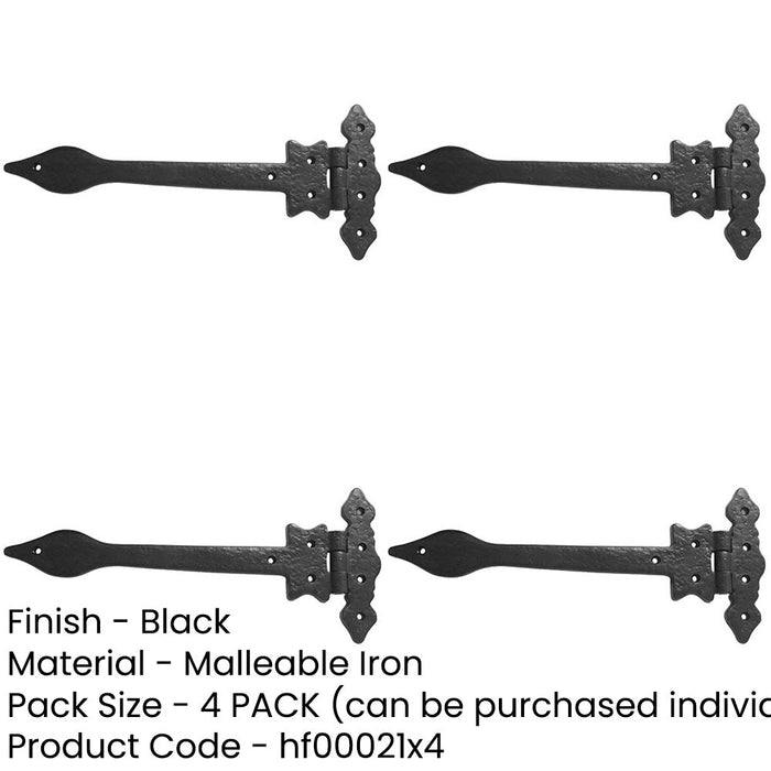 PACK Premium Antique Black Gate Hinge 300mm Classic Gates Traditional Gate Door Door Hinges-1