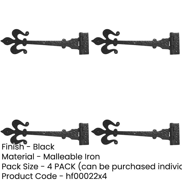 PACK Premium 400mm Antique Black Gate Hinge Classic Doors Traditional Gate Door Door Hinges-1