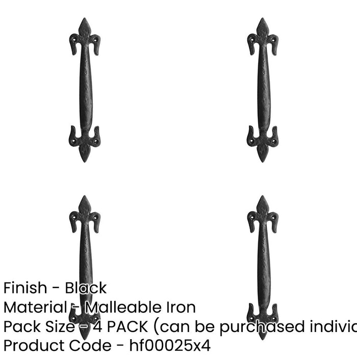 PACK Stylish Fleur Pull Handle Elegant Black 170mm Door Handle-1