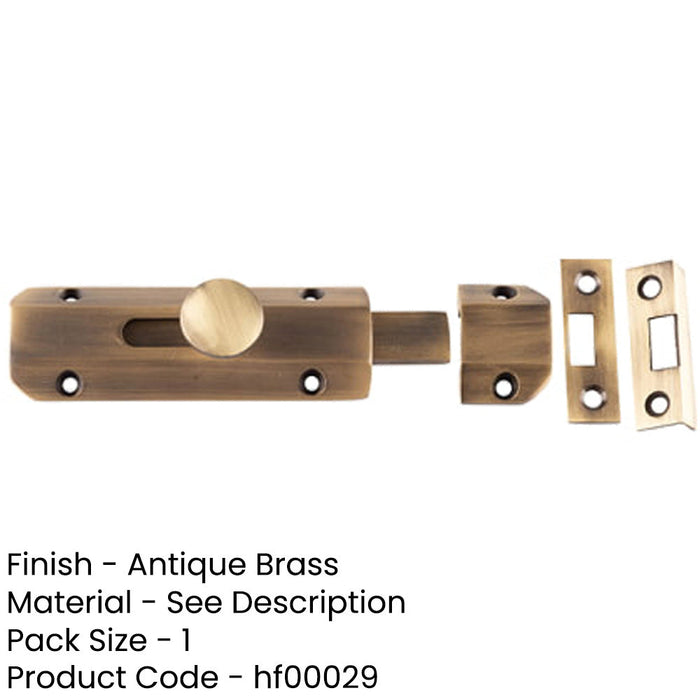 Premium Architectural Slide Door Bolts Antique Brass Finish 100x35mm Door Bolt Lock-1
