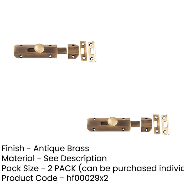PACK Premium Architectural Slide Door Bolts Antique Brass Finish 100x35mm Door Bolt Lock (1)-1