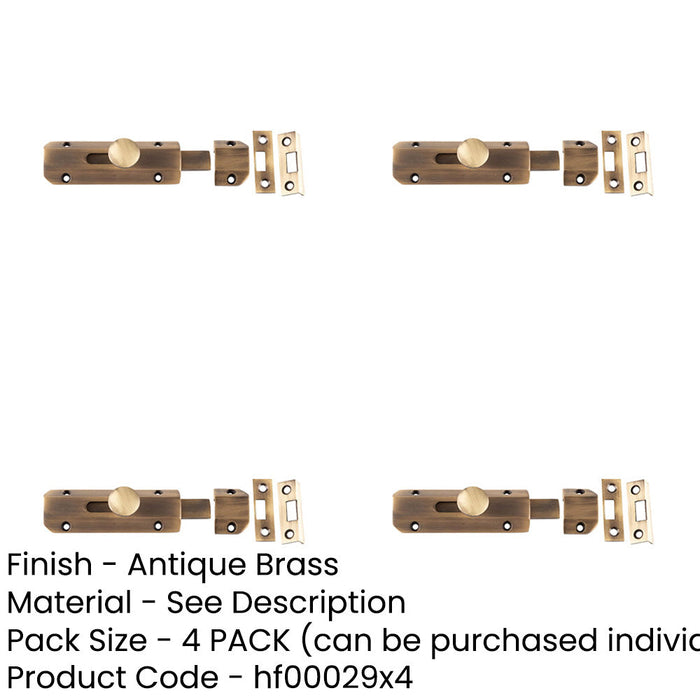 PACK Premium Architectural Slide Door Bolts Antique Brass Finish 100x35mm Door Bolt Lock-1