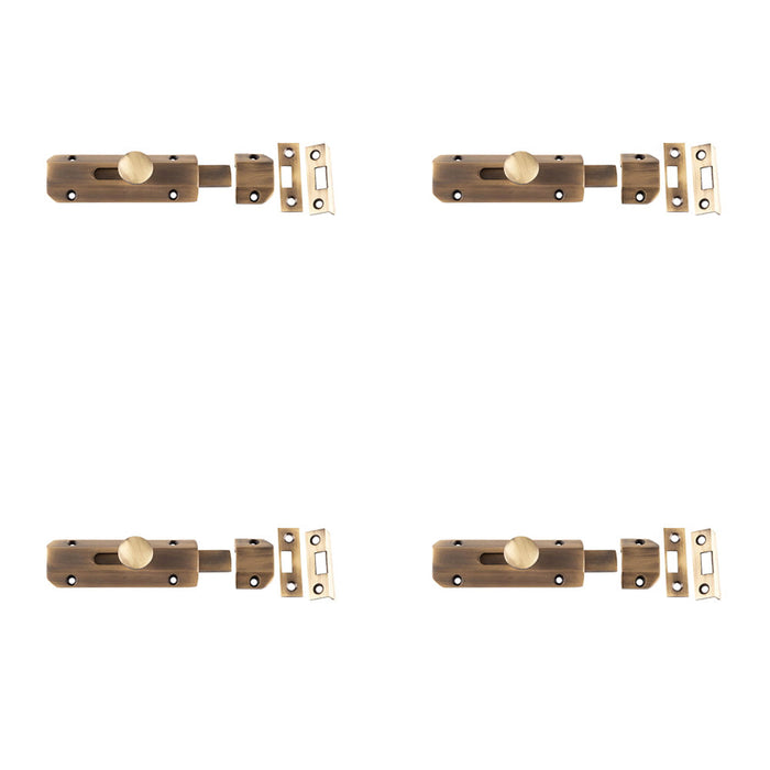PACK Premium Architectural Slide Door Bolts Antique Brass Finish 100x35mm Door Bolt Lock