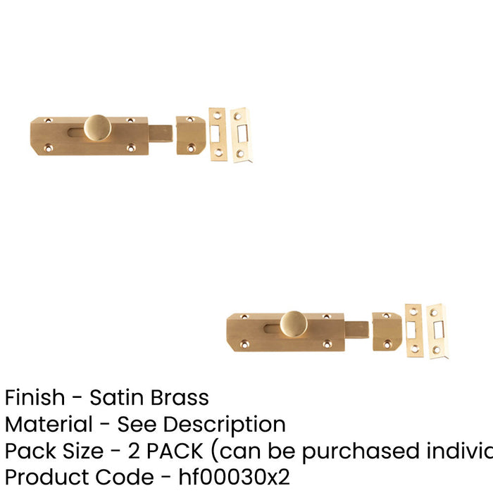 PACK Elegant 100x35mm Satin Brass Architectural Slide Door Bolts Door Bolt Lock (1)-1