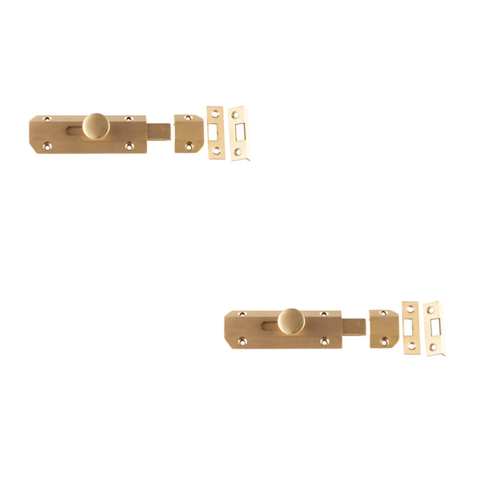PACK Elegant 100x35mm Satin Brass Architectural Slide Door Bolts Door Bolt Lock (1)