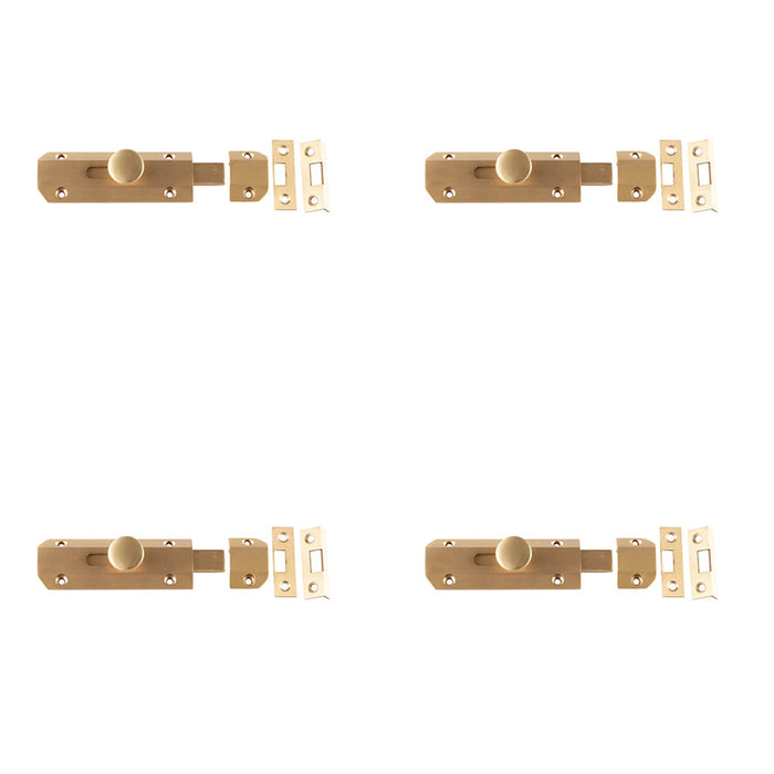 PACK Elegant 100x35mm Satin Brass Architectural Slide Door Bolts Door Bolt Lock