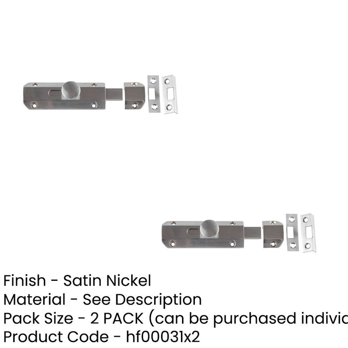 PACK Premium Architectural Slide Door Bolts Satin Nickel (100x35mm) Enhanced Security Door Bolt Lock (1)-1