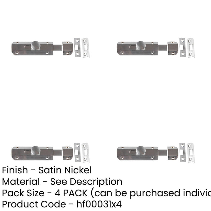 PACK Premium Architectural Slide Door Bolts Satin Nickel (100x35mm) Enhanced Security Door Bolt Lock-1