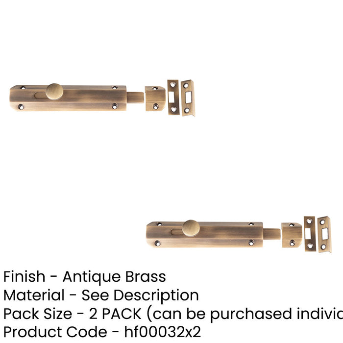 PACK Elegant Architectural Slide Door Bolts Antique Brass 150x35mm Door Bolt Lock (1)-1
