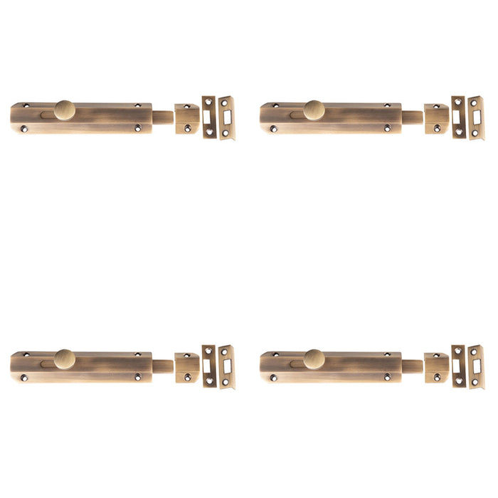 PACK Elegant Architectural Slide Door Bolts Antique Brass 150x35mm Door Bolt Lock