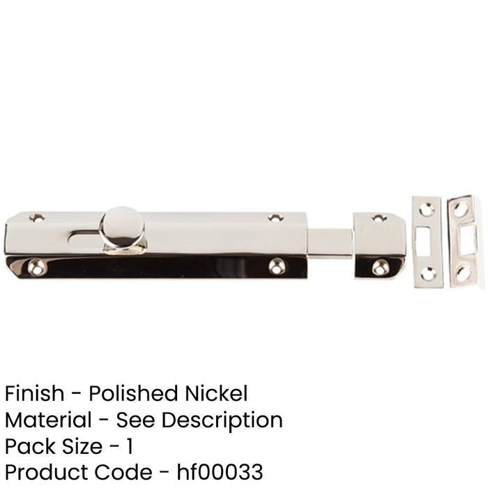 Premium Architectural Slide Door Bolts Polished Nickel 150x35mm Door Bolt Lock-1