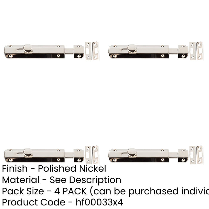 PACK Premium Architectural Slide Door Bolts Polished Nickel 150x35mm Door Bolt Lock-1