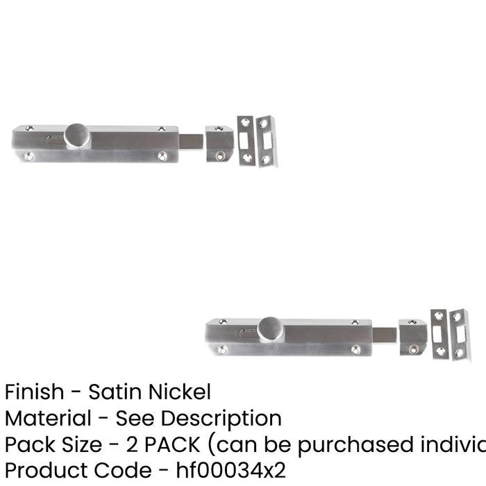 PACK Stylish Architectural Slide Door Bolts 150x35mm Satin Nickel Finish Door Bolt Lock (1)-1