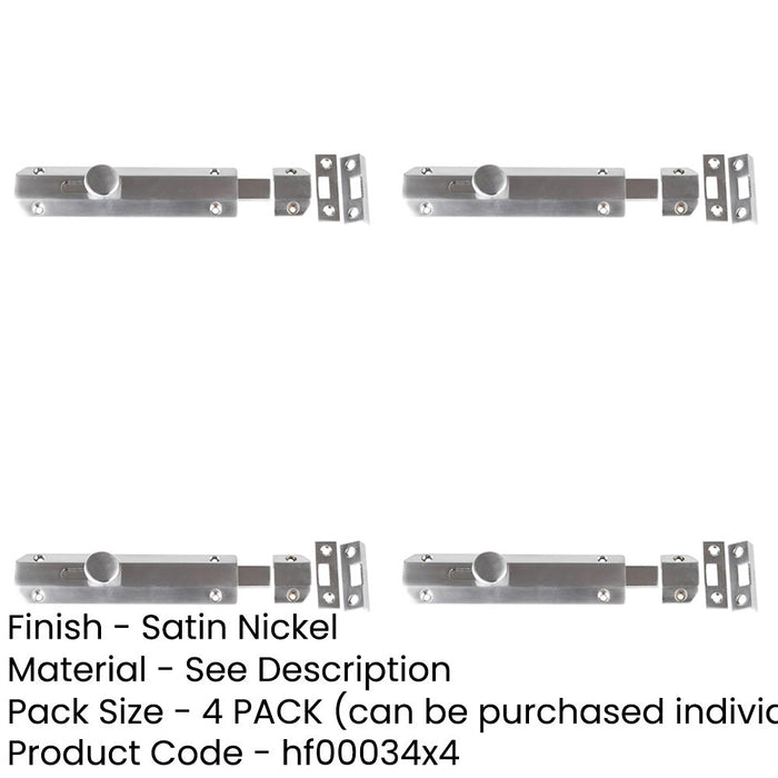 PACK Stylish Architectural Slide Door Bolts 150x35mm Satin Nickel Finish Door Bolt Lock-1