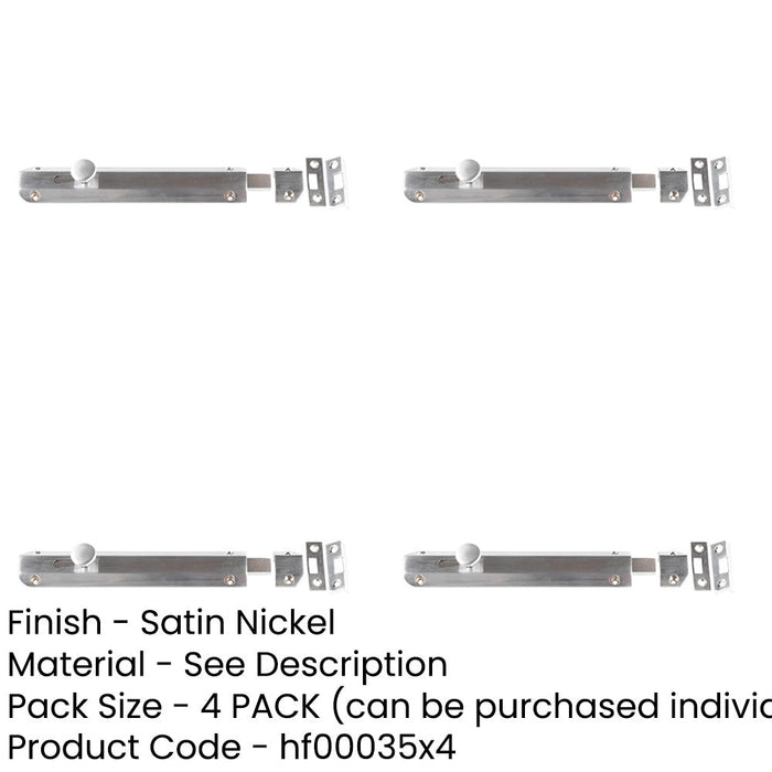 PACK Premium Architectural Slide Door Bolts 200x35mm Satin Nickel Finish Door Bolt Lock-1