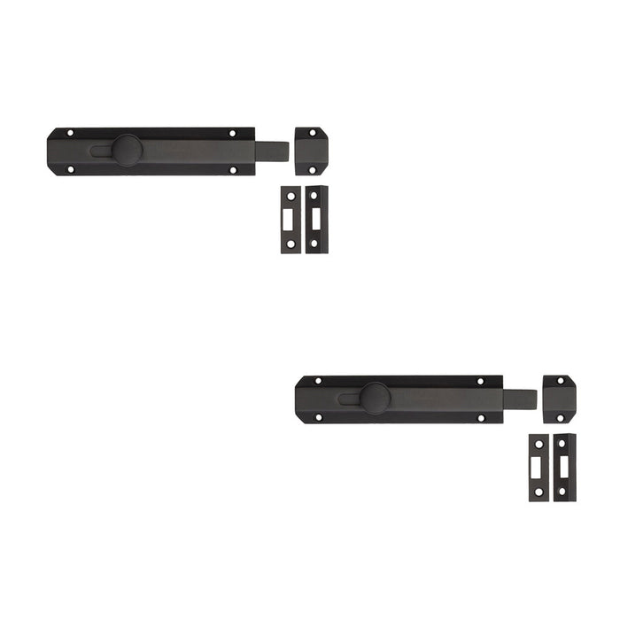 PACK Stylish Architectural Slide Door Bolts Matt Black Finish 150x35mm Door Bolt Lock (1)