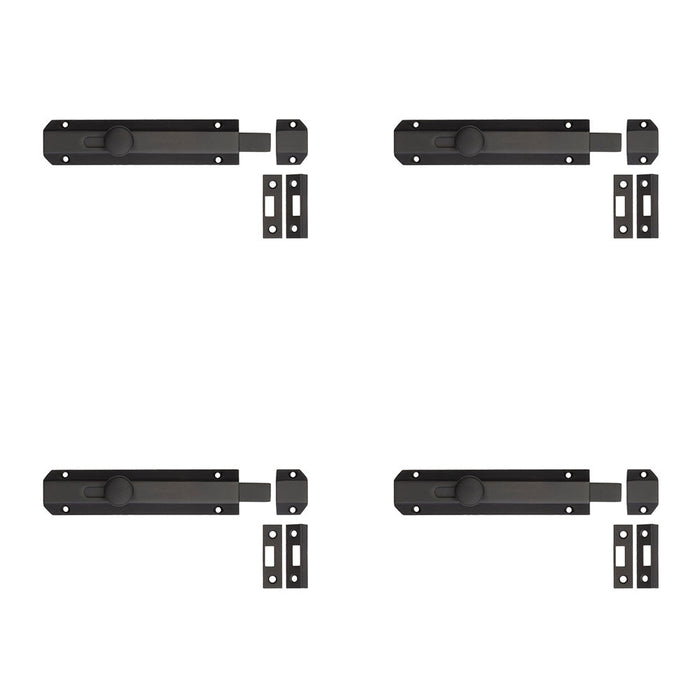 PACK Stylish Architectural Slide Door Bolts Matt Black Finish 150x35mm Door Bolt Lock