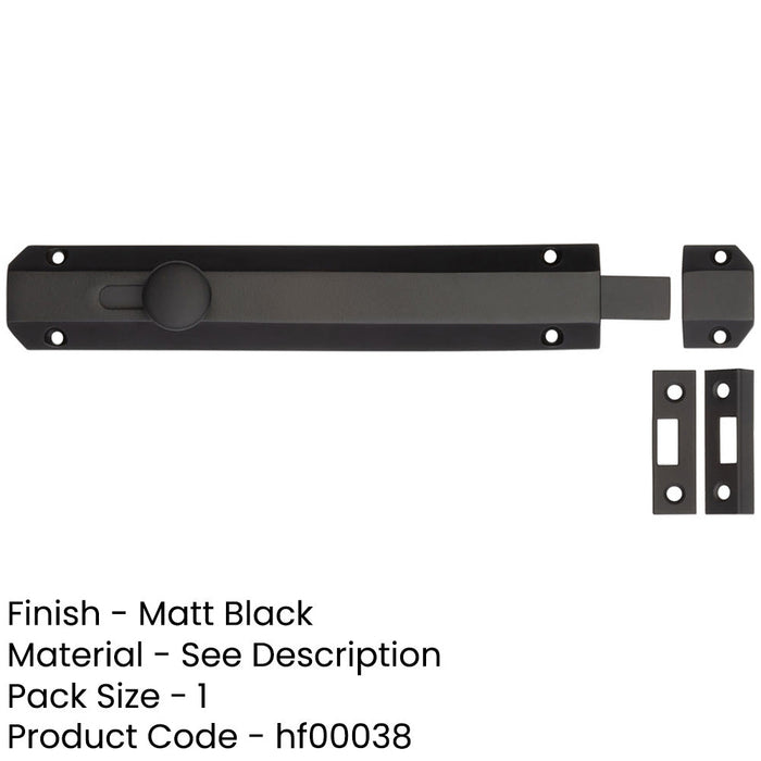Premium Architectural Slide Door Bolts 200x35mm Elegant Matt Black Finish Door Bolt Lock-1